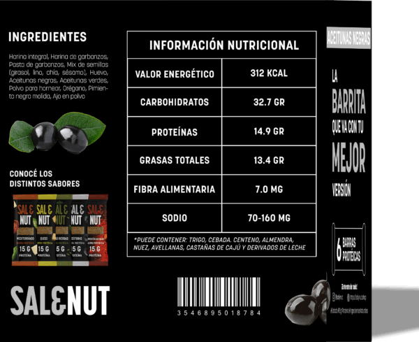 Barrita protéica - Gusto Aceitunas - Paquete de 6 - Imagen 6