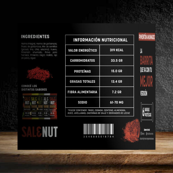 Barrita protéica - Gusto Pimentón Ahumado - Paquete de 6 - Imagen 4